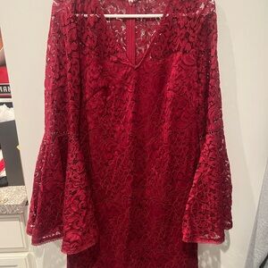 White House Black Market Red Lace Midi Dress